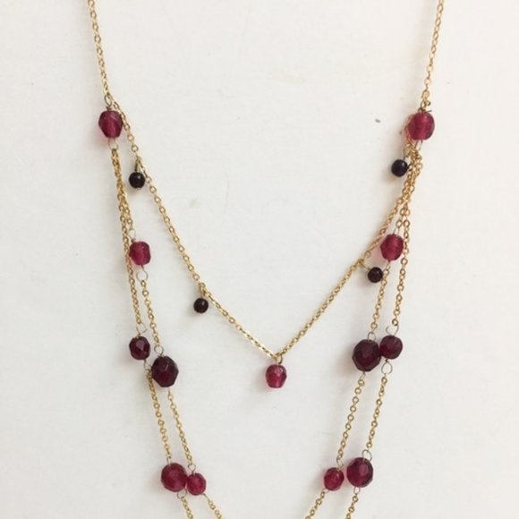 Express Necklace Tiered Layered Beads Gold Tone - Picture 1 of 7